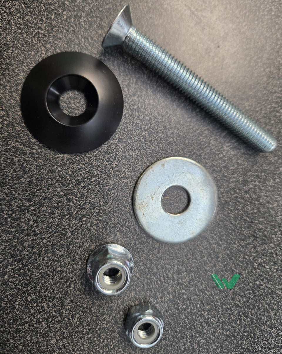 Weight mounting hardware kit with Word Racing washer