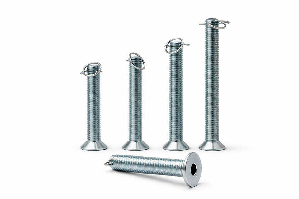Drilled Shank Flat Head Screws, includes Circle Cotter Pin - Class 8.8 Zinc Plated