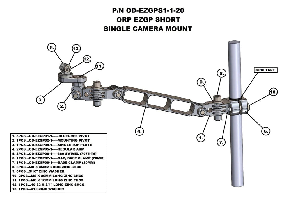 Odenthal Short Arm - Single Swivel Camera Mount