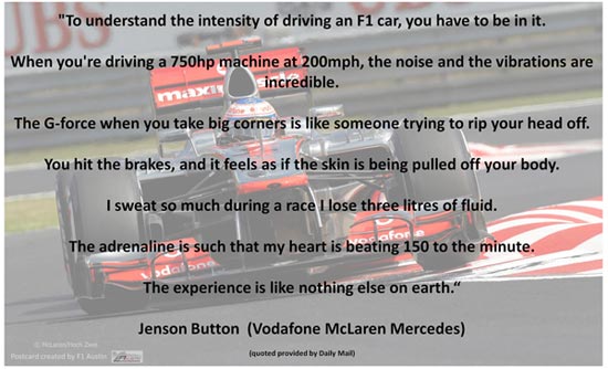 Jenson Button quote regarding the extremes of F1 Racing